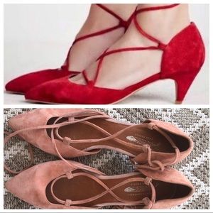 Jeffery Cambell Free People Pink Lace Up Heels